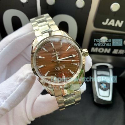 Citizen 8215 Omega Seamaster Aqua Terra Stainless Steel Brown Dial Copy Watch